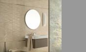Wall Hung Bathroom Sink & Furniture Unit & Round Mirror